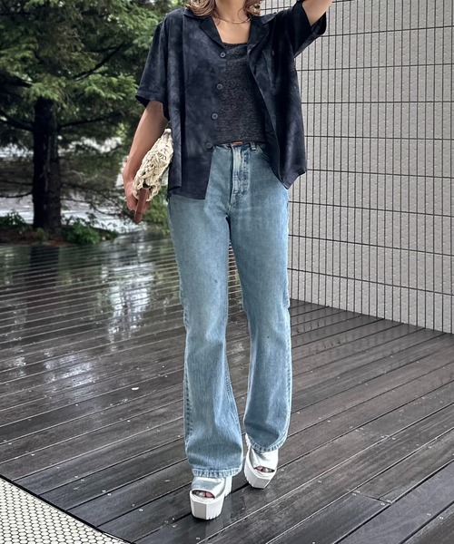 mi via loca(ミヴィアロカ)の「タイダイ柄 半袖 開衿シャツ(シャツ/ブラウス・レディース・ブラック系/ライム・FREE)」の17枚目の写真