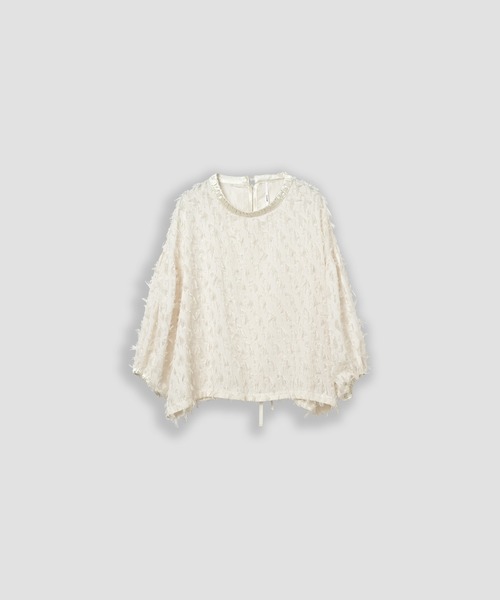 WHYTO.(ホワイト)の「「WHYTO./ホワイト」ジャカードボリュームブラウス(シャツ/ブラウス・レディース・オフホワイト/ブラック/グレイッシュベージュ/サックスブルー・38/36)」の11枚目の写真