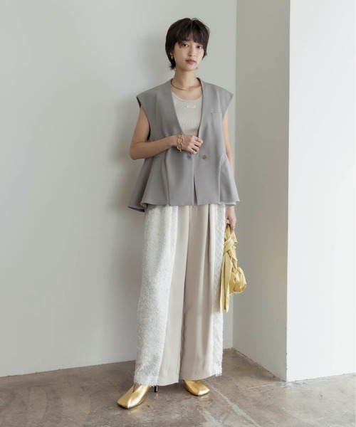 フリンジジャガード 微配色タックパンツ Eimee Law│Eimee Law  