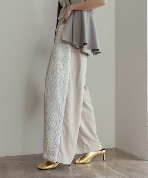 フリンジジャガード 微配色タックパンツ Eimee Law│Eimee Law  