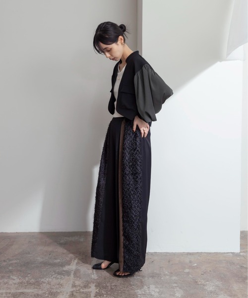 フリンジジャガード 微配色タックパンツ Eimee Law│Eimee Law  
