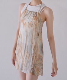 Uenui | マーブル キャミソール ミニワンピース ミニドレス バックオープン リボン(Tシャツ/カットソー)