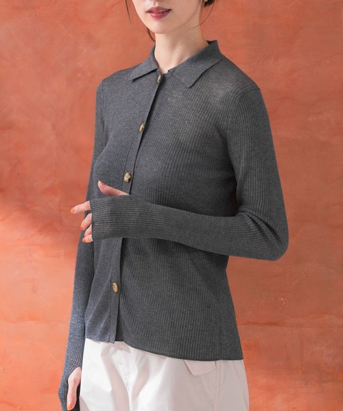 URBAN RESEARCH ROSSO WOMEN(アーバンリサーチ ロッソ)の「シアーリブポロニット(ニット/セーター・レディース・イエロー/グレー・FREE)」の16枚目の写真