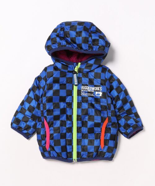 RUGGEDWORKS（ラゲッドワークス）の「裏ボアフードジャケット（ブルゾン・キッズ・ブラック×グレー/ブラック×ブルー・80ｃｍ）」の2枚目の写真