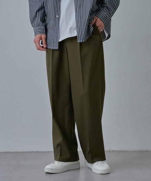 COLONY 2139（コロニートゥーワンスリーナイン）の「ウールライクワイドパンツ（スラックス・メンズ・ブラック/カーキ/グレー・MEDIUM/LARGE）」の7枚目の写真
