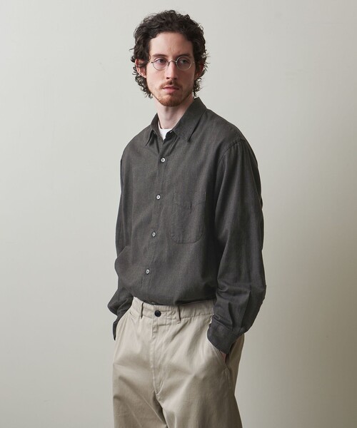 Steven Alan（スティーブンアラン）の「＜Steven Alan＞ ピンストライプ ネル レギュラーカラー シャツ ‐LOOSE（シャツ/ブラウス・メンズ・ブラック/ダークグリーン・S/M/L/XL）」の3枚目の写真