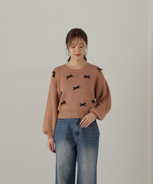 PROPORTION BODY DRESSING（プロポーションボディドレッシング）の「リボンニットプルオーバー / 1214270920（ニット/セーター・レディース・ベージュ系その他/ブラック・FREE）」の21枚目の写真