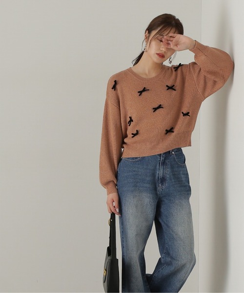 PROPORTION BODY DRESSING（プロポーションボディドレッシング）の「リボンニットプルオーバー / 1214270920（ニット/セーター・レディース・ベージュ系その他/ブラック・FREE）」の10枚目の写真