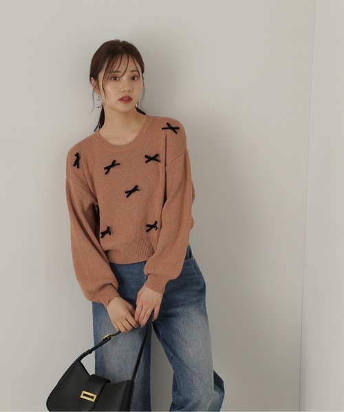 PROPORTION BODY DRESSING（プロポーションボディドレッシング）の「リボンニットプルオーバー / 1214270920（ニット/セーター・レディース・ベージュ系その他/ブラック・FREE）」の11枚目の写真