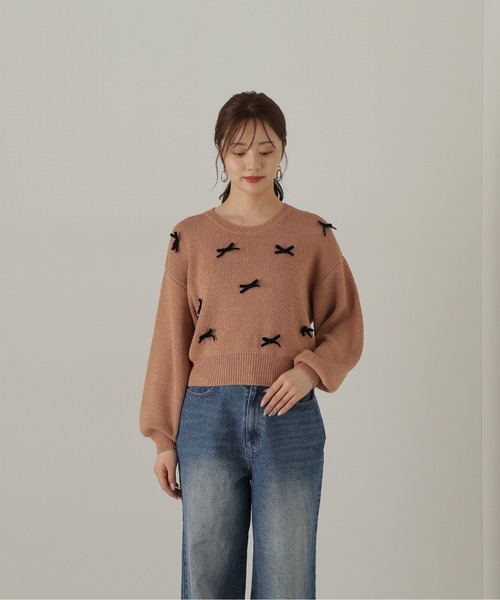 PROPORTION BODY DRESSING（プロポーションボディドレッシング）の「リボンニットプルオーバー / 1214270920（ニット/セーター・レディース・ベージュ系その他/ブラック・FREE）」の14枚目の写真