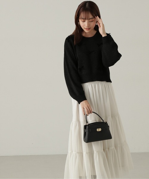 PROPORTION BODY DRESSING（プロポーションボディドレッシング）の「リボンニットプルオーバー / 1214270920（ニット/セーター・レディース・ベージュ系その他/ブラック・FREE）」の4枚目の写真