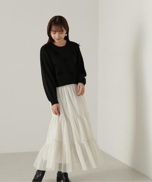 PROPORTION BODY DRESSING（プロポーションボディドレッシング）の「リボンニットプルオーバー / 1214270920（ニット/セーター・レディース・ベージュ系その他/ブラック・FREE）」の6枚目の写真