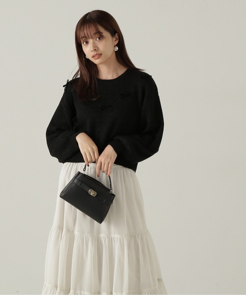 PROPORTION BODY DRESSING（プロポーションボディドレッシング）の「リボンニットプルオーバー / 1214270920（ニット/セーター・レディース・ベージュ系その他/ブラック・FREE）」の7枚目の写真