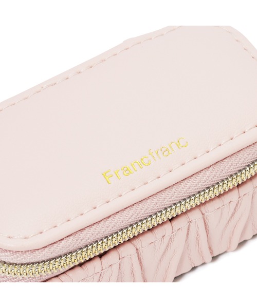 Francfranc ピンク ジュエリーボックス ミラー付き エンボス トラベルジュエリーボックス S ピンク | Francfranc