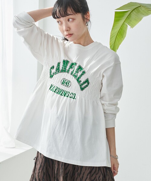 coen(コーエン)の「【WEB限定】天竺シャーリングロゴTシャツ(Tシャツ/カットソー・レディース・ダークグレー/モカ/オフホワイト/その他1/その他2/クリーム/ライトグレー・M/L)」の6枚目の写真
