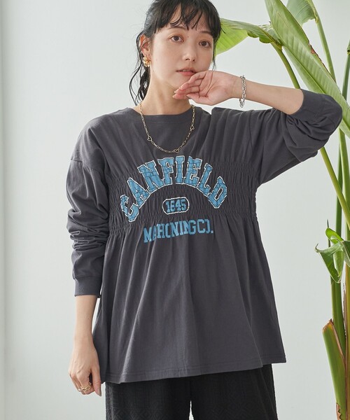 coen(コーエン)の「【WEB限定】天竺シャーリングロゴTシャツ(Tシャツ/カットソー・レディース・ダークグレー/モカ/オフホワイト/その他1/その他2/クリーム/ライトグレー・M/L)」の7枚目の写真