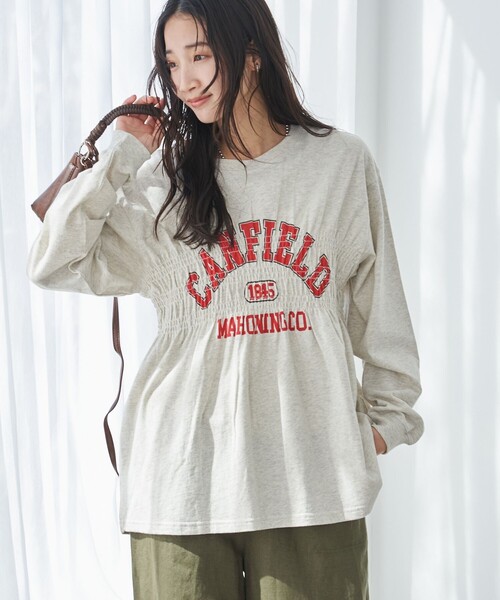 coen(コーエン)の「【WEB限定】天竺シャーリングロゴTシャツ(Tシャツ/カットソー・レディース・ダークグレー/モカ/オフホワイト/その他1/その他2/クリーム/ライトグレー・M/L)」の2枚目の写真