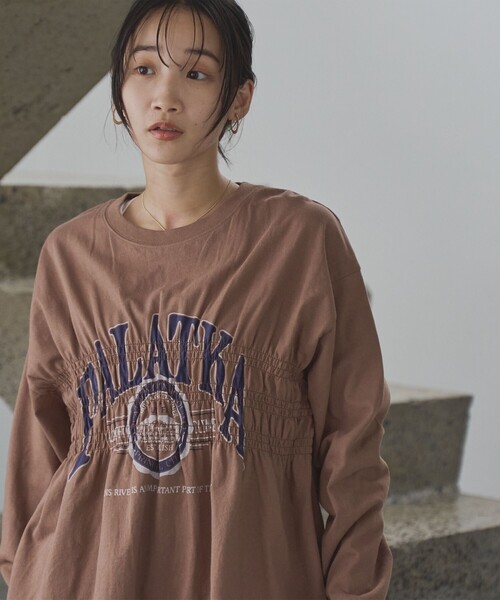 coen(コーエン)の「【WEB限定】天竺シャーリングロゴTシャツ(Tシャツ/カットソー・レディース・ダークグレー/モカ/オフホワイト/その他1/その他2/クリーム/ライトグレー・M/L)」の4枚目の写真
