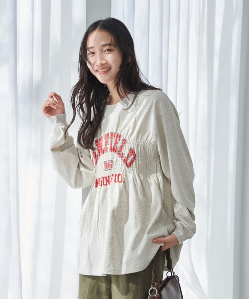 coen(コーエン)の「【WEB限定】天竺シャーリングロゴTシャツ(Tシャツ/カットソー・レディース・ダークグレー/モカ/オフホワイト/その他1/その他2/クリーム/ライトグレー・M/L)」の8枚目の写真
