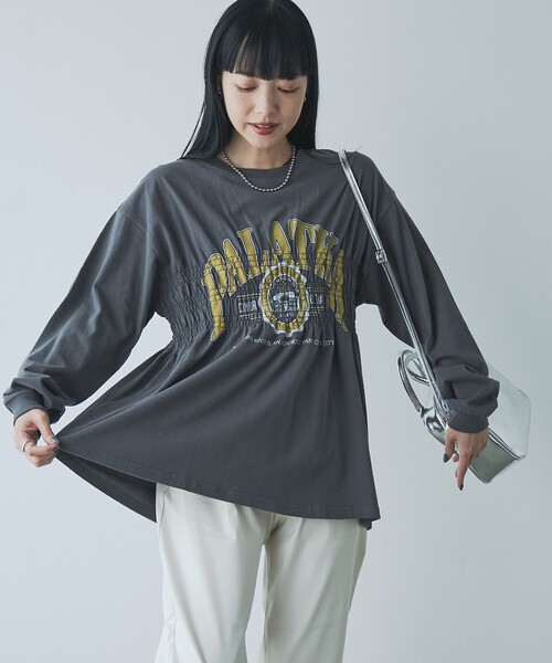 coen(コーエン)の「【WEB限定】天竺シャーリングロゴTシャツ(Tシャツ/カットソー・レディース・ダークグレー/モカ/オフホワイト/その他1/その他2/クリーム/ライトグレー・M/L)」の12枚目の写真