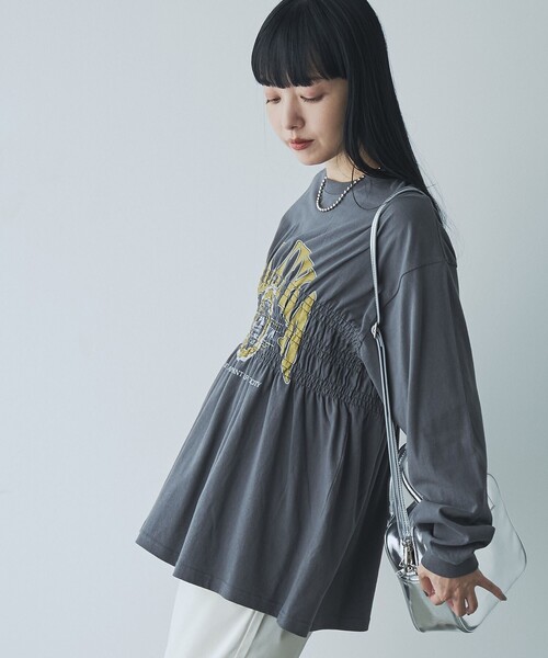 coen(コーエン)の「【WEB限定】天竺シャーリングロゴTシャツ(Tシャツ/カットソー・レディース・ダークグレー/モカ/オフホワイト/その他1/その他2/クリーム/ライトグレー・M/L)」の13枚目の写真