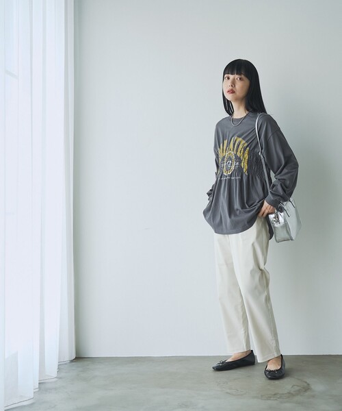 coen(コーエン)の「【WEB限定】天竺シャーリングロゴTシャツ(Tシャツ/カットソー・レディース・ダークグレー/モカ/オフホワイト/その他1/その他2/クリーム/ライトグレー・M/L)」の15枚目の写真