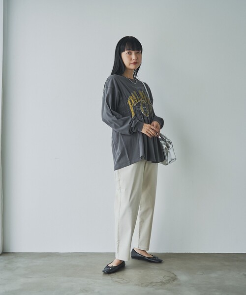 coen(コーエン)の「【WEB限定】天竺シャーリングロゴTシャツ(Tシャツ/カットソー・レディース・ダークグレー/モカ/オフホワイト/その他1/その他2/クリーム/ライトグレー・M/L)」の17枚目の写真