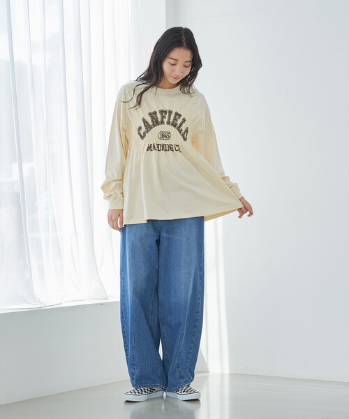 coen(コーエン)の「【WEB限定】天竺シャーリングロゴTシャツ(Tシャツ/カットソー・レディース・ダークグレー/モカ/オフホワイト/その他1/その他2/クリーム/ライトグレー・M/L)」の21枚目の写真