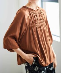 le.coeur blanc | パウダーサテン2WAYシャーリングブラウス(シャツ/ブラウス)