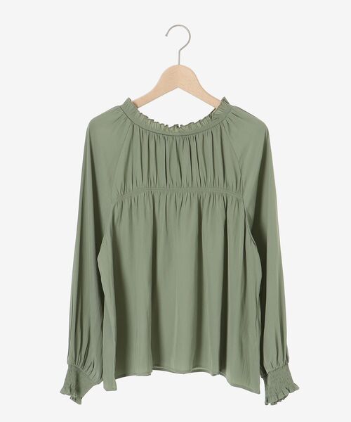 le.coeur blanc（ルクールブラン）の「パウダーサテン2WAYシャーリングブラウス（シャツ/ブラウス・レディース・グリーン/レンガ/アイボリー・38）」の18枚目の写真