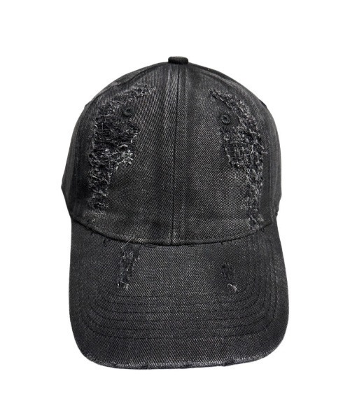 XU（エックスユー）の「ストリートファッション XU エックスユー damage cap ダメージキャップ 帽子 デニムキャップ ブラックキャップ 黒キャップ 韓国ファッション 韓国 ストリート（キャップ・メンズ・ブラック・ONE SIZE）」の10枚目の写真