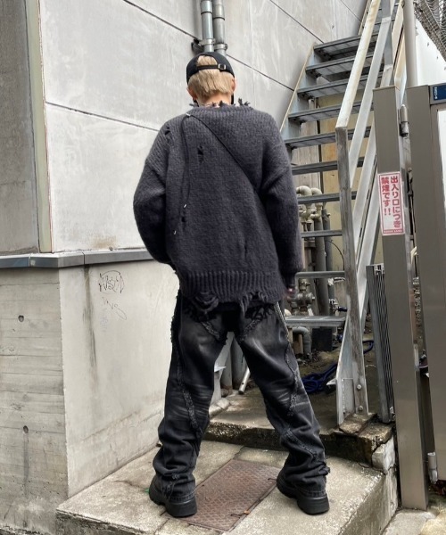 XU（エックスユー）の「ストリートファッション XU エックスユー damage cap ダメージキャップ 帽子 デニムキャップ ブラックキャップ 黒キャップ 韓国ファッション 韓国 ストリート（キャップ・メンズ・ブラック・ONE SIZE）」の5枚目の写真