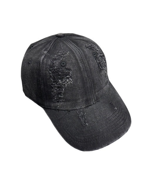 XU（エックスユー）の「ストリートファッション XU エックスユー damage cap ダメージキャップ 帽子 デニムキャップ ブラックキャップ 黒キャップ 韓国ファッション 韓国 ストリート（キャップ・メンズ・ブラック・ONE SIZE）」の14枚目の写真
