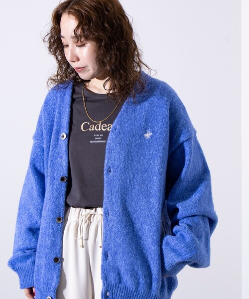 BEVERLY HILLS POLO CLUB（ビバリーヒルズポロクラブ）の「【BEVERLY HILLS POLO CLUB】モヘヤライクカーディガン ワンポイント刺繍（カーディガン/ボレロ・メンズ・オレンジ/ラベンダー/グリーン系その他/ベージュ/ブルー系その他/ミント/グレー系その他/ブラック/オレンジ系その他/ブルー/チャコールグレー・L/M/XL）」の19枚目の写真