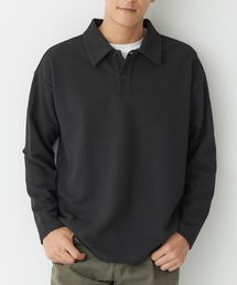 エンボス加工ポロカラーロングTシャツ