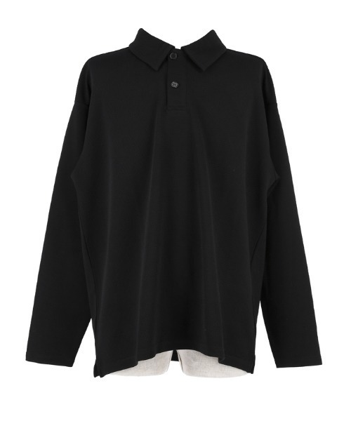 セール】エンボス加工ポロカラーロングTシャツ（ポロシャツ）｜coca