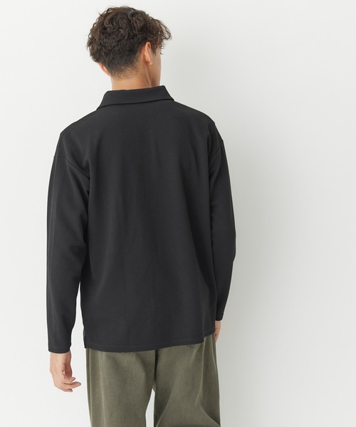 coca（coca）（コカ）の「エンボス加工ポロカラーロングTシャツ（ポロシャツ・メンズ・ブラック/ライトグレー・M/L/XL）」の10枚目の写真