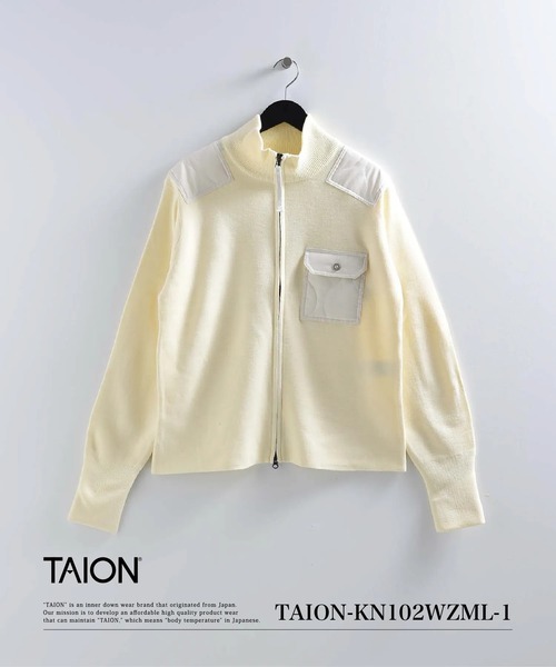 TAION(タイオン)の「【TAION(タイオン)】〈ユニセックス〉ノンダウンミリタリー ハイネックネックWジップ ニット(ニット/セーター・メンズ・チャコールグレー/ブラック/オフホワイト/ダークオリーブ/ブラウン系その他5/ダークネイビー/チョコ/ダークグリーン系・L/XL/S/M/XS/2XL)」の2枚目の写真