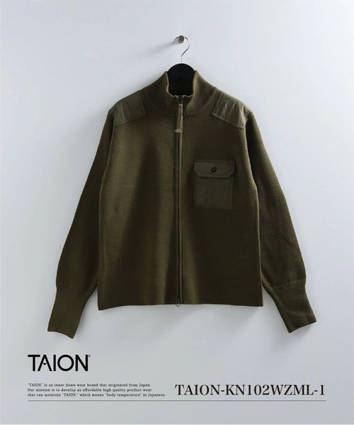 TAION(タイオン)の「【TAION(タイオン)】〈ユニセックス〉ノンダウンミリタリー ハイネックネックWジップ ニット(ニット/セーター・メンズ・チャコールグレー/ブラック/オフホワイト/ダークオリーブ/ブラウン系その他5/ダークネイビー/チョコ/ダークグリーン系・L/XL/S/M/XS/2XL)」の6枚目の写真
