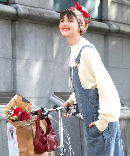 BONLECILL（ボンルシール）の「【至福のカヌレニット】ボリュームスリーブプチハイネックニットプルオーバー（ニット/セーター・レディース・レッド/ピンク/ブルー/杢グレー/ホワイト×ブラック/アイボリー/グリーン/ブラウン/オレンジ/ネイビー・M/L）」の16枚目の写真