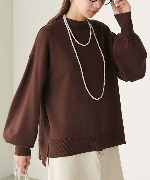 セール】【至福のカヌレニット】ボリュームスリーブプチハイネック