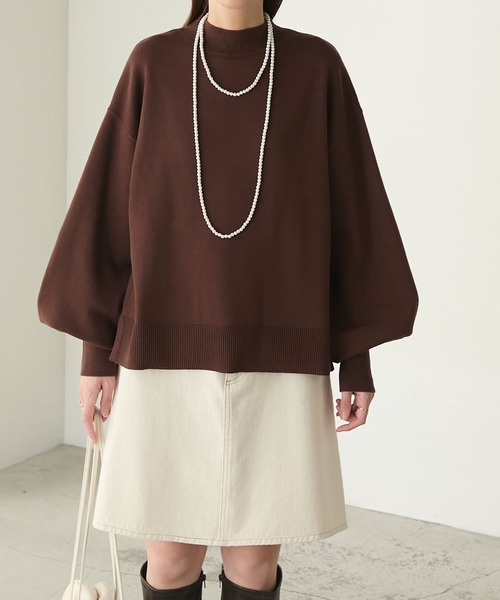 セール】【至福のカヌレニット】ボリュームスリーブプチハイネック