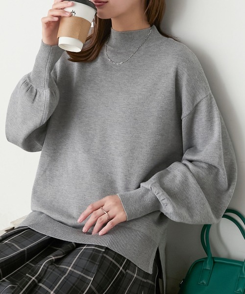 セール】【至福のカヌレニット】ボリュームスリーブプチハイネック