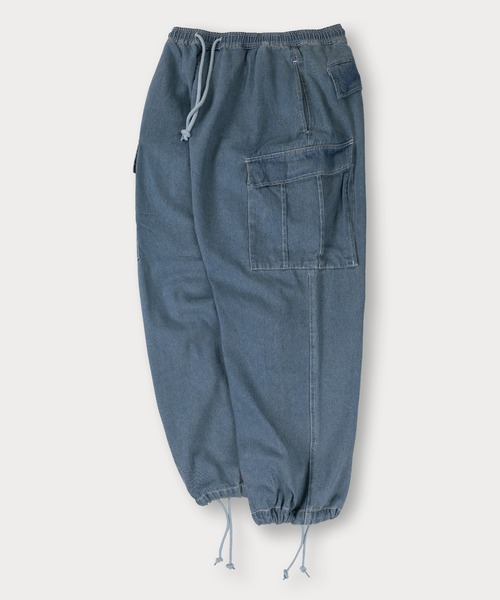 SlashDate(スラッシュデイト)の「【0】10.5oz ワイドシルエット デニムイージー カーゴパンツ ワイドテーパード ケミカルウォッシュ(カーゴパンツ・メンズ・ブラック系その他/ワンウォッシュ/ブラック/ケミカルウォッシュ/ライトインディゴブルー・M/L/XL)」の3枚目の写真