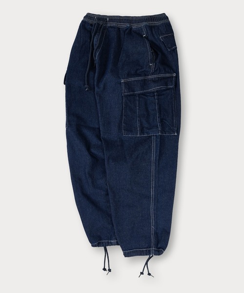 SlashDate(スラッシュデイト)の「【0】10.5oz ワイドシルエット デニムイージー カーゴパンツ ワイドテーパード ケミカルウォッシュ(カーゴパンツ・メンズ・ブラック系その他/ワンウォッシュ/ブラック/ケミカルウォッシュ/ライトインディゴブルー・M/L/XL)」の4枚目の写真