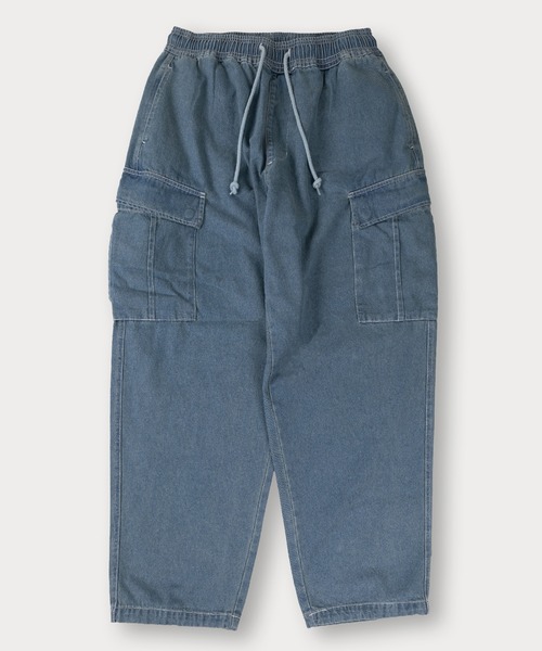 SlashDate(スラッシュデイト)の「【0】10.5oz ワイドシルエット デニムイージー カーゴパンツ ワイドテーパード ケミカルウォッシュ(カーゴパンツ・メンズ・ブラック系その他/ワンウォッシュ/ブラック/ケミカルウォッシュ/ライトインディゴブルー・M/L/XL)」の8枚目の写真