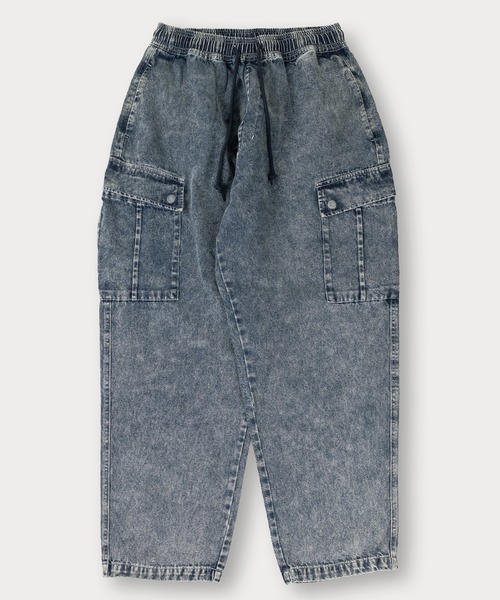 SlashDate(スラッシュデイト)の「【0】10.5oz ワイドシルエット デニムイージー カーゴパンツ ワイドテーパード ケミカルウォッシュ(カーゴパンツ・メンズ・ブラック系その他/ワンウォッシュ/ブラック/ケミカルウォッシュ/ライトインディゴブルー・M/L/XL)」の9枚目の写真