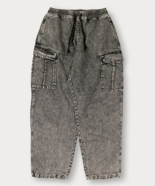 SlashDate(スラッシュデイト)の「【0】10.5oz ワイドシルエット デニムイージー カーゴパンツ ワイドテーパード ケミカルウォッシュ(カーゴパンツ・メンズ・ブラック系その他/ワンウォッシュ/ブラック/ケミカルウォッシュ/ライトインディゴブルー・M/L/XL)」の7枚目の写真