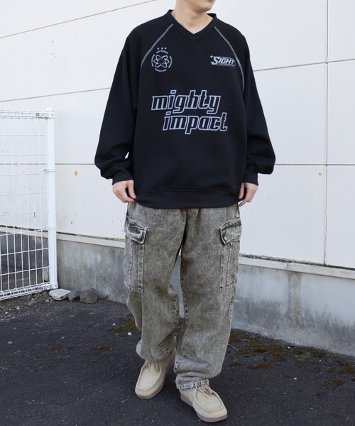 SlashDate(スラッシュデイト)の「【0】10.5oz ワイドシルエット デニムイージー カーゴパンツ ワイドテーパード ケミカルウォッシュ(カーゴパンツ・メンズ・ブラック系その他/ワンウォッシュ/ブラック/ケミカルウォッシュ/ライトインディゴブルー・M/L/XL)」の18枚目の写真