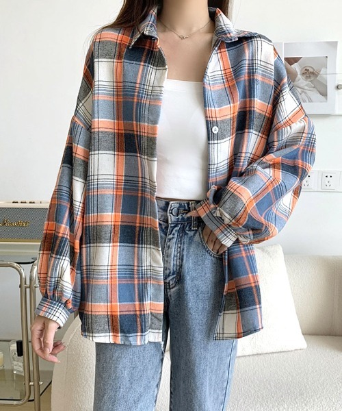 REMUR(レミュール)の「チェックシャツ(シャツ/ブラウス・レディース・ピンク系その他/ブルー/オレンジ系その他/イエロー/イエロー系その他2/ピンク/マスタード/ブラック/ブラウン/イエロー系その他・M)」の10枚目の写真